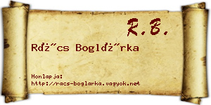 Rács Boglárka névjegykártya